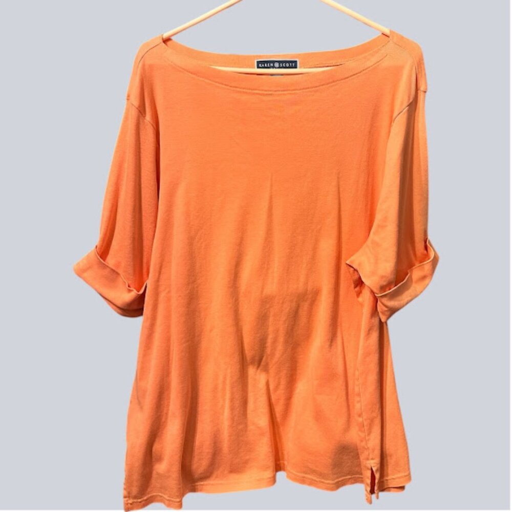 {Plus Size} Karen Scott Woman~ Size 3X~ Orange~ Short/Half Sleeve (C1)